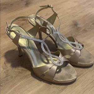 Gold Rhinestone Strappy Heels